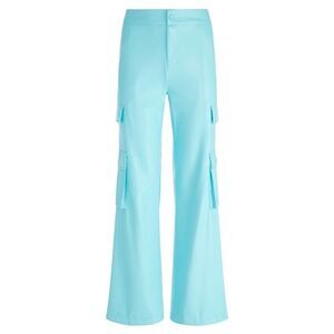 NWT Alice & Olivia Hayes Vegan Leather Cargo Aqua Blue Pants 2